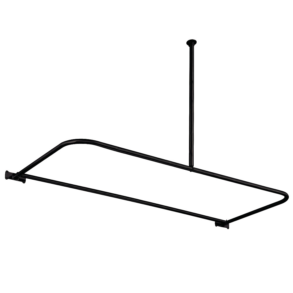 Vintage D-Shaped Shower Curtain Rod - Matte Black