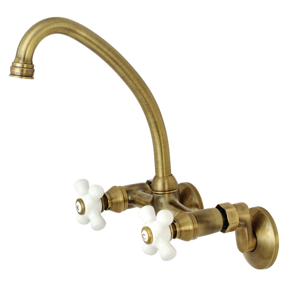 Picture of Kingston Brass KS614AB 2-Handle Wall Mount Kitchen Faucet  Antique Brass