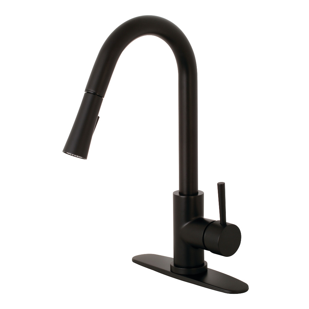 Picture of Gourmetier LS8620DL Modern Concord Single-Handle Kitchen Faucet with Pull-Down Sprayer - Matte Black