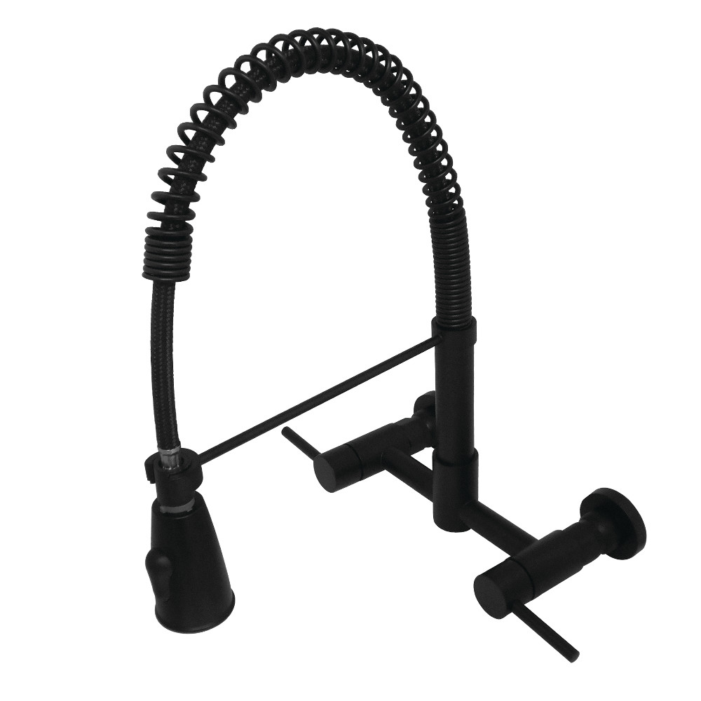 Picture of Gourmetier GS8280DL Modern Concord Two-Handle Kitchen Faucet with Pull-Down Sprayer - Matte Black