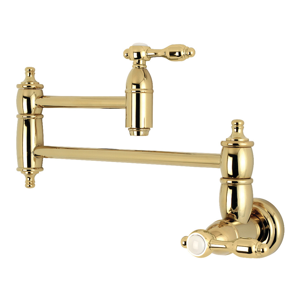 Picture of Kingston Brass KS3102TAL Traditional Wall Mount Pot Filler Kitchen Faucet - Polished Brass