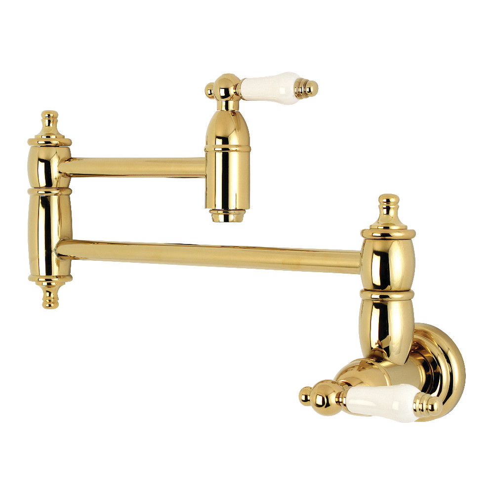 Picture of Kingston Brass KS3102PL Traditional Wall Mount Pot Filler Kitchen Faucet - Polished Brass