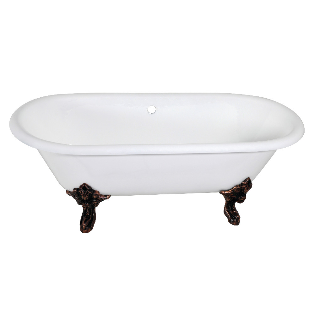 Picture of Aqua Eden VCTDE7232NL5 Traditional 72 in. Cast Iron Double Ended Clawfoot Tub with Feet No Drillings - White & Oil Rubbed Bronze