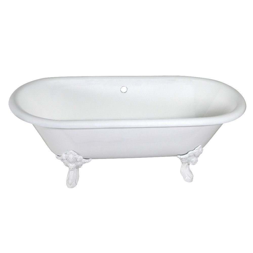 Picture of Aqua Eden VCTDE7232NLW Traditional 72 in. Cast Iron Double Ended Clawfoot Tub with Feet No Drillings - White