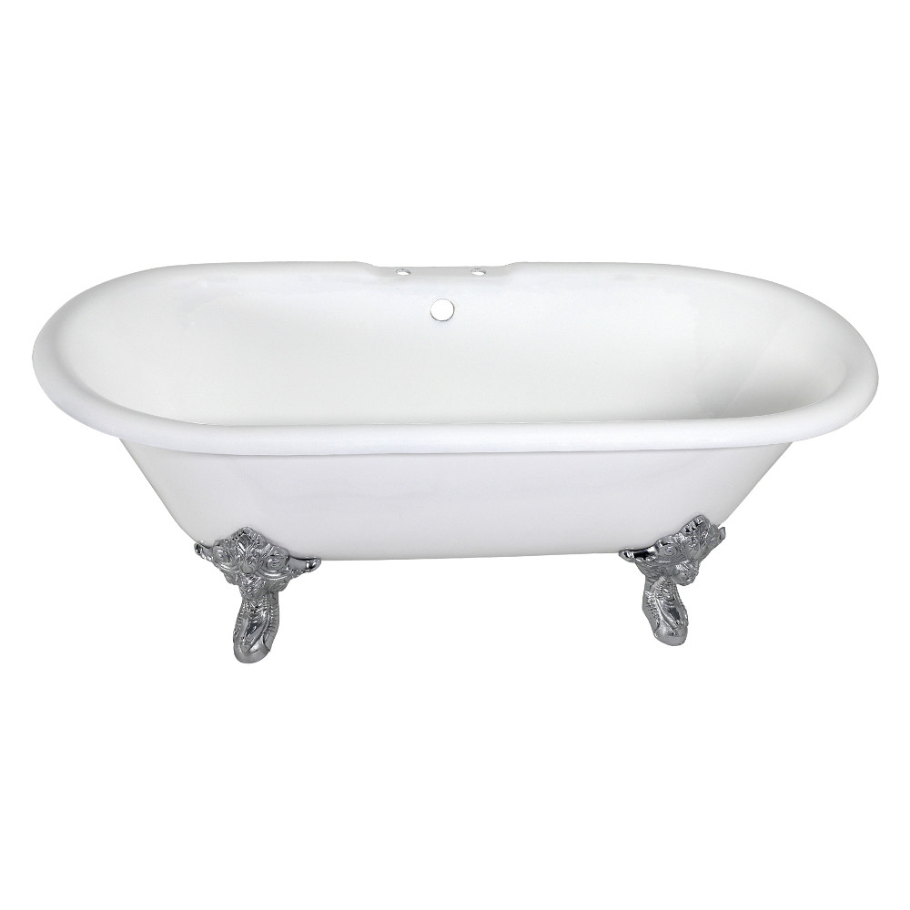 Picture of Aqua Eden VCT7DE7232NL1 Traditional 72 in. Cast Iron Double Ended Clawfoot Tub - White & Polished Chrome