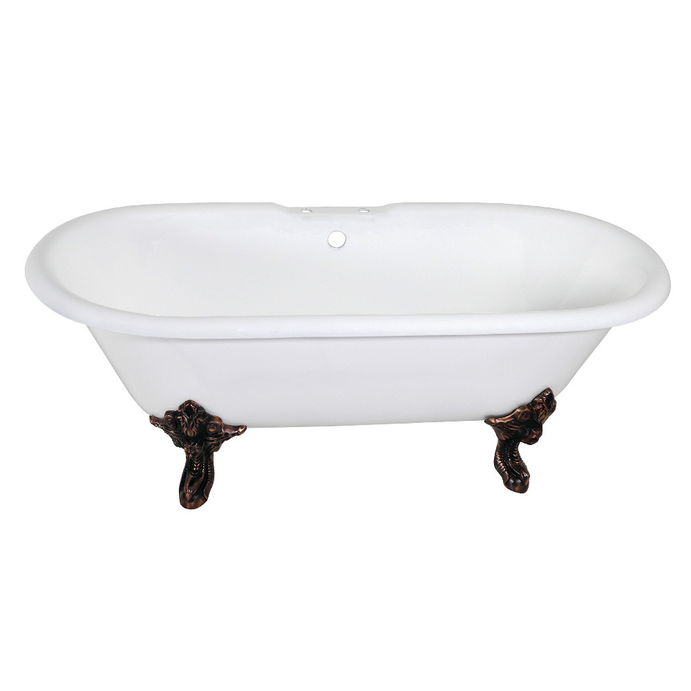 Picture of Aqua Eden VCT7DE7232NL5 Traditional 72 in. Cast Iron Double Ended Clawfoot Tub - White & Oil Rubbed Bronze