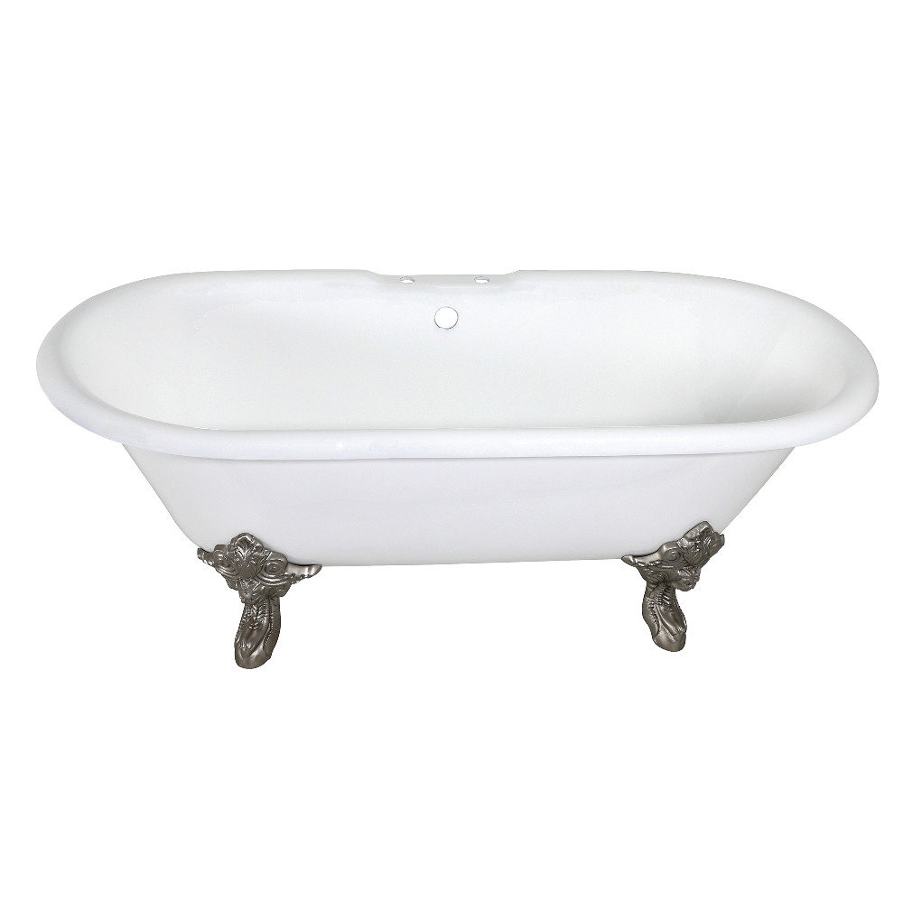 Picture of Aqua Eden VCT7DE7232NL8 Traditional 72 in. Cast Iron Double Ended Clawfoot Tub - White & Brushed Nickel