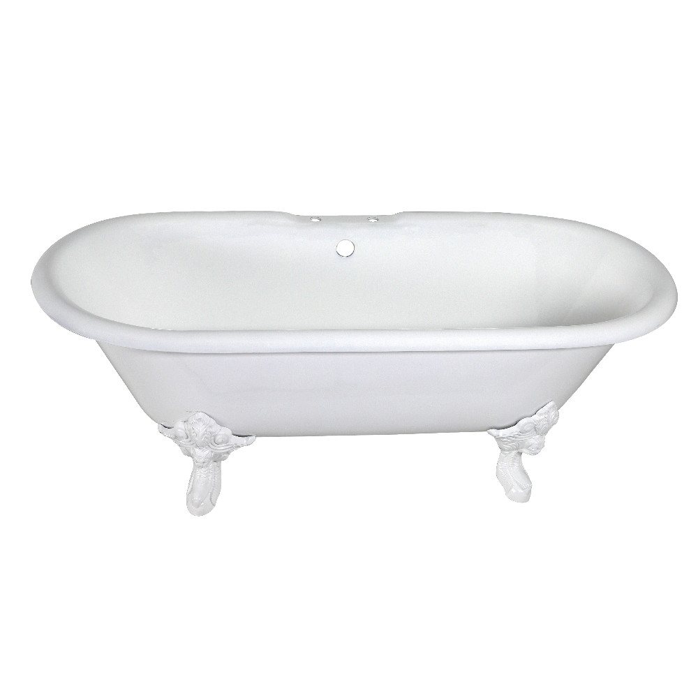 Picture of Aqua Eden VCT7DE7232NLW Traditional 72 in. Cast Iron Double Ended Clawfoot Tub - White