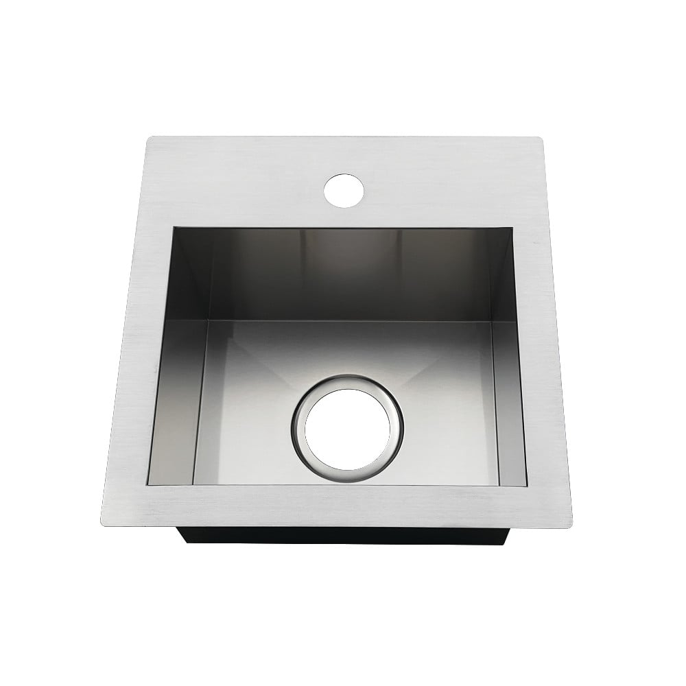 Modern 15 in. Single Bowl Dual Mount Drop-In or Undermount Bar Sink - Brushed -  BakeBetter, BA3553454