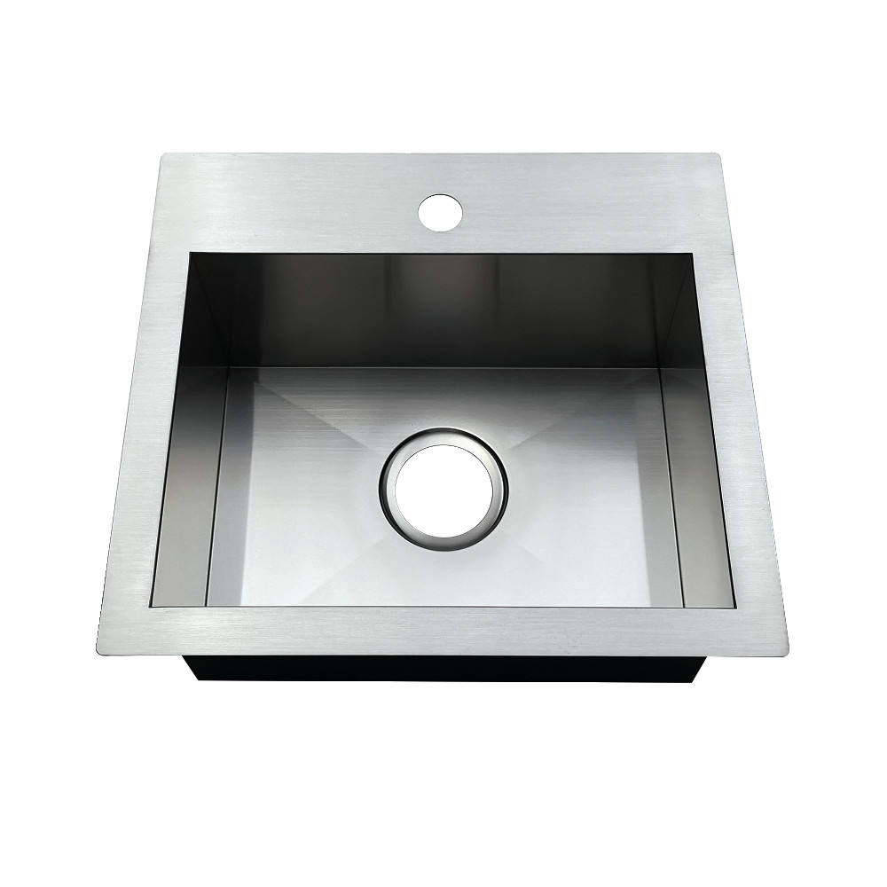 Modern 19 in. Single Bowl Dual Mount Drop-In or Undermount Bar Sink - Brushed -  BakeBetter, BA3011871