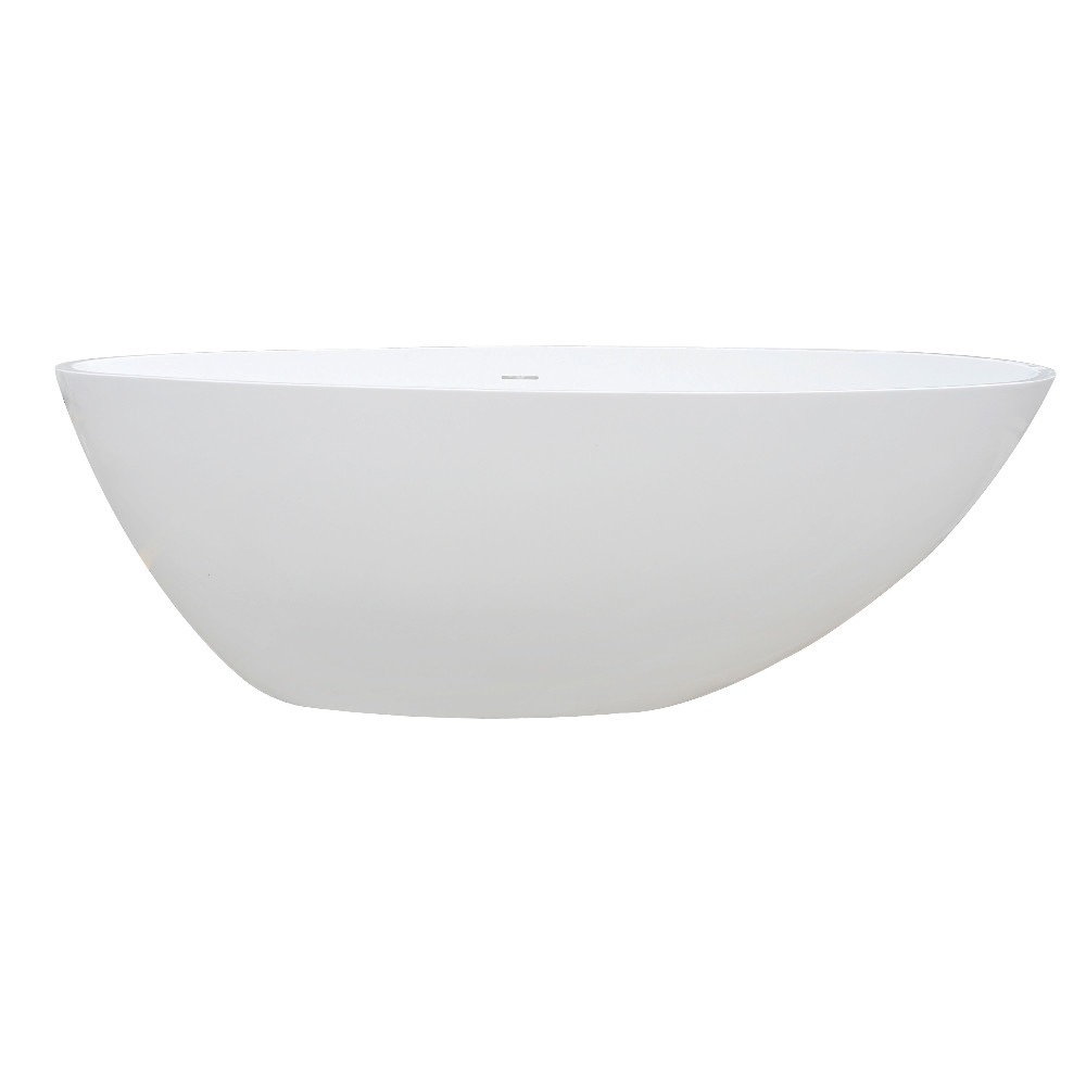 Modern 63 in. Solid Surface White Stone Freestanding Tub with Drain - Matte White