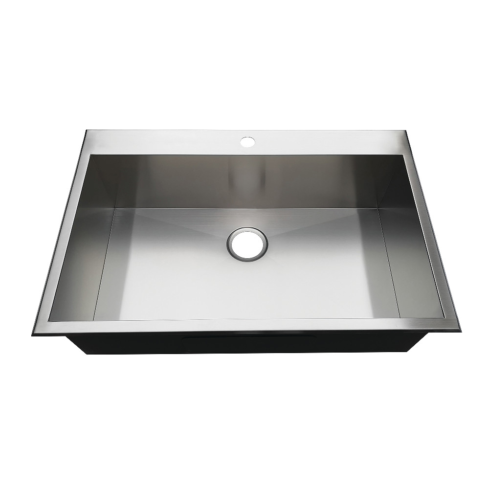 Picture of Gourmetier KDS332291BN Modern 33 in. Drop-In Single Bowl 18-Gauge Kitchen Sink - 1 Hole - Brushed