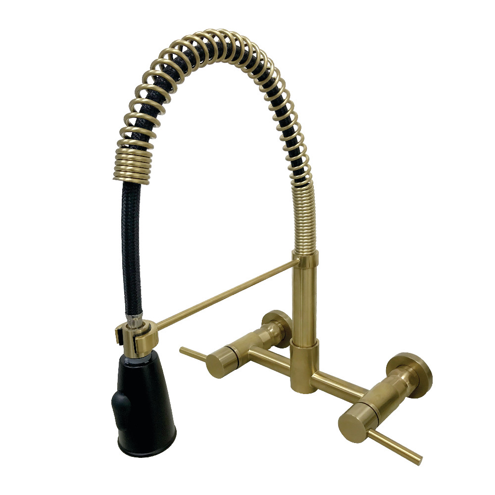 Picture of Gourmetier GS8287DL Concord 2-Handle Wall Mount Pull-Down Kitchen Faucet  Brushed Brass