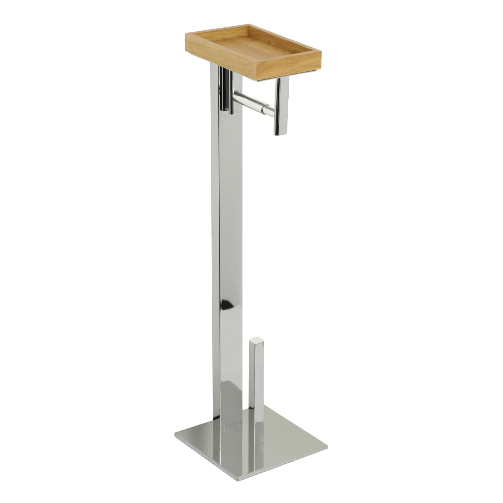 Modern  Freestanding Toilet Paper Holder with Storage Shelf - Polished Chrome