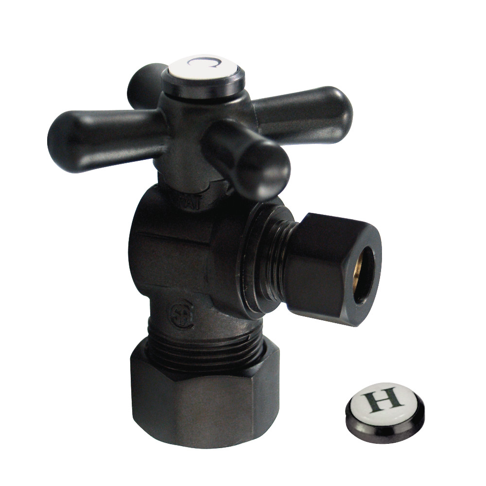 Traditional Vintage 0.63 x 0.38 in. OD Compression Angle Stop with Handle - Matte Black