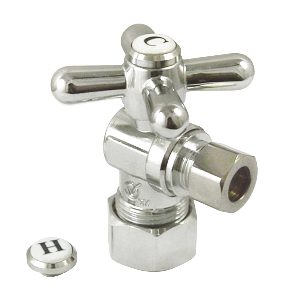 Traditional Vintage 0.63 x 0.38 in. OD Compression Angle Stop with Handle - Polished Nickel
