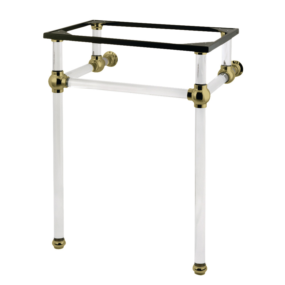 Templeton Console Basin Holder with Acrylic Pedestal, Satin Brass