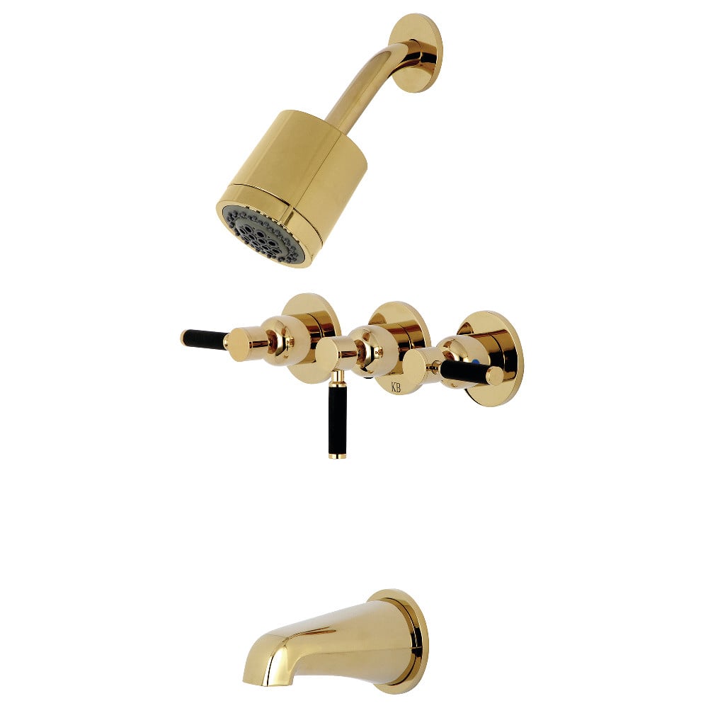 Kaiser 3-Handle Tub & Shower Faucet, Polished Brass