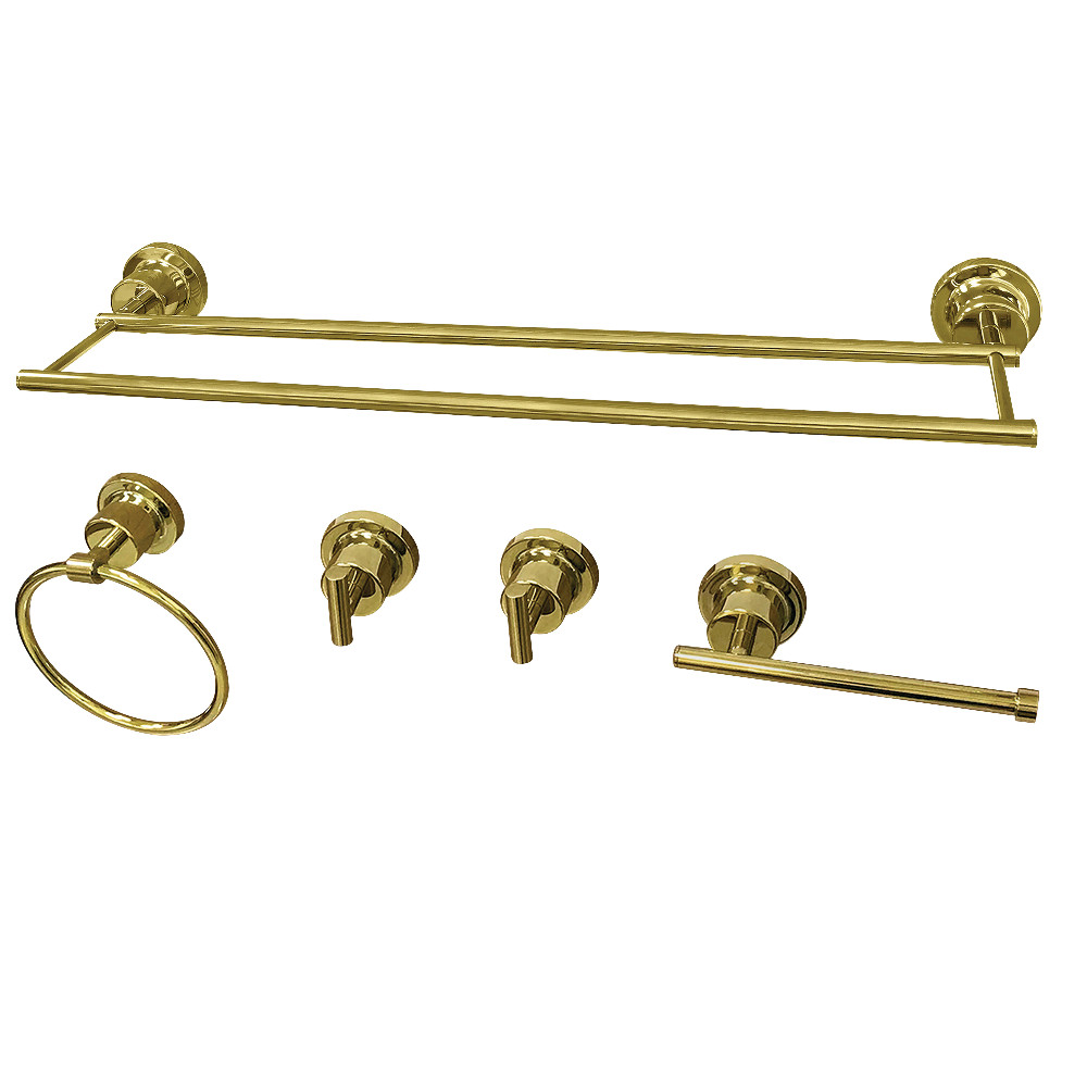 BAH8213478PB Concord 5 Piece Bathroom Accessory Sets, Polished Brass