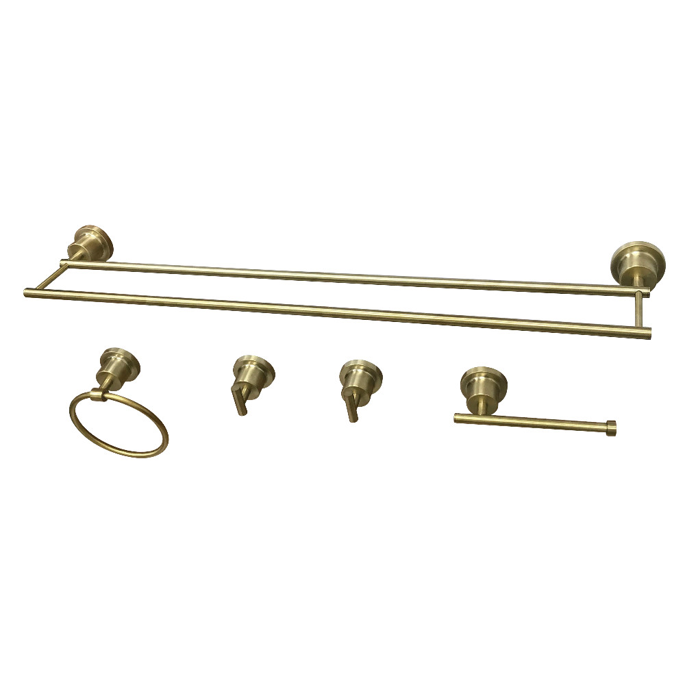 5 Piece Concord Bathroom Accessory Set, Satin Brass