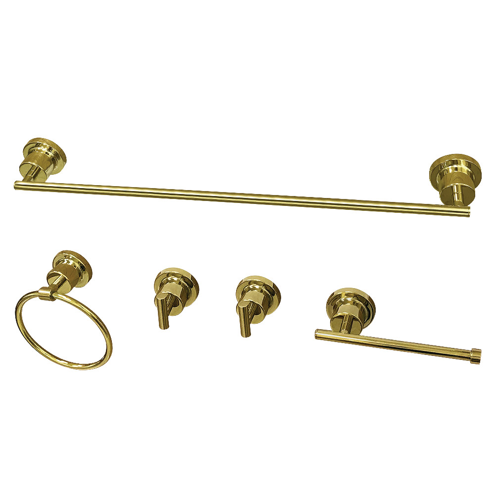 BAH82134478PB Modern Concord 5 Piece Bathroom Accessory Set, Polished Brass