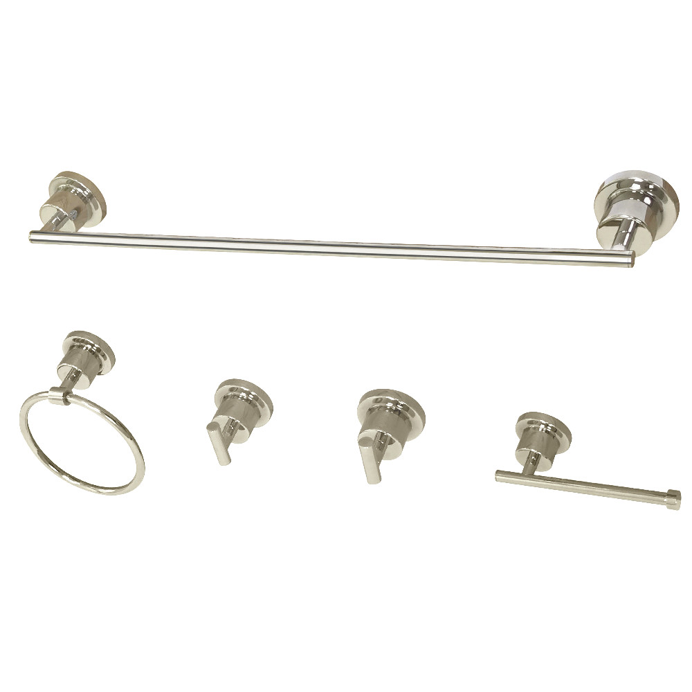 Modern Concord 5 Piece Bathroom Accessory Set - Polished Nickel