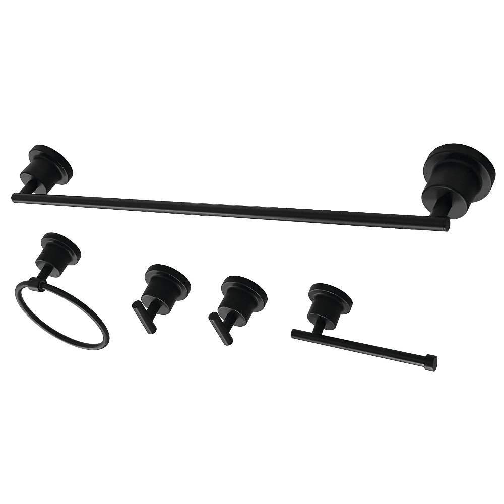 Modern Concord 5 Piece Bathroom Accessory Set, Matte Black