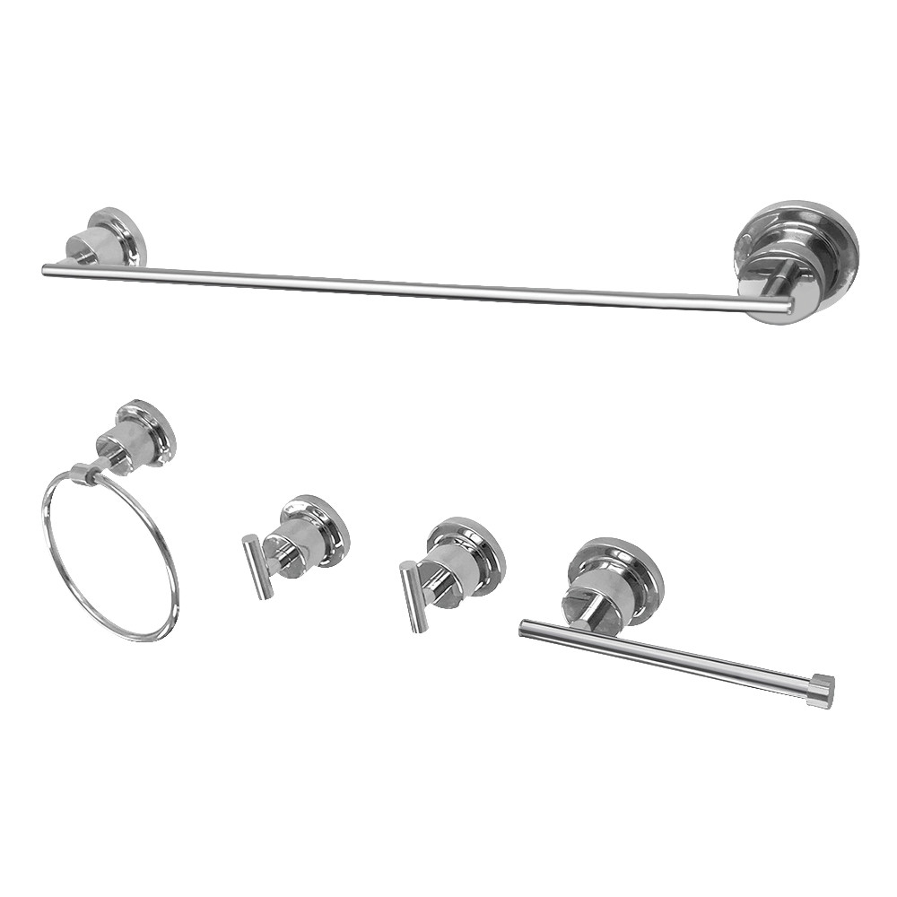 BAH8212478C Concord Modern 5 Piece Bathroom Accessory Set, Polished Chrome