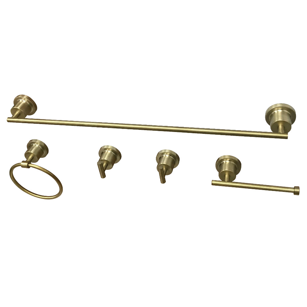 BAH8212478SB Concord Modern 5 Piece Bathroom Accessory Set, Satin Brass