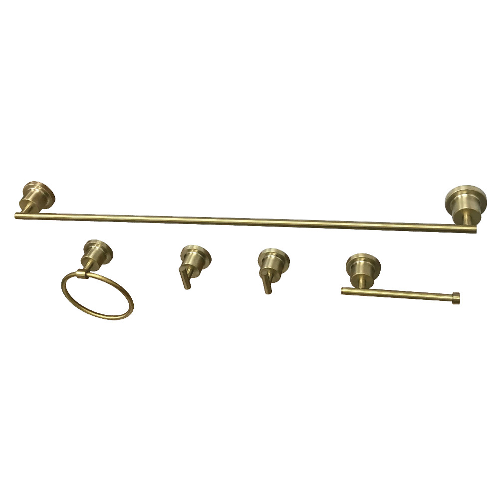 Concord 5 Piece Bathroom Accessory Set, Satin Brass