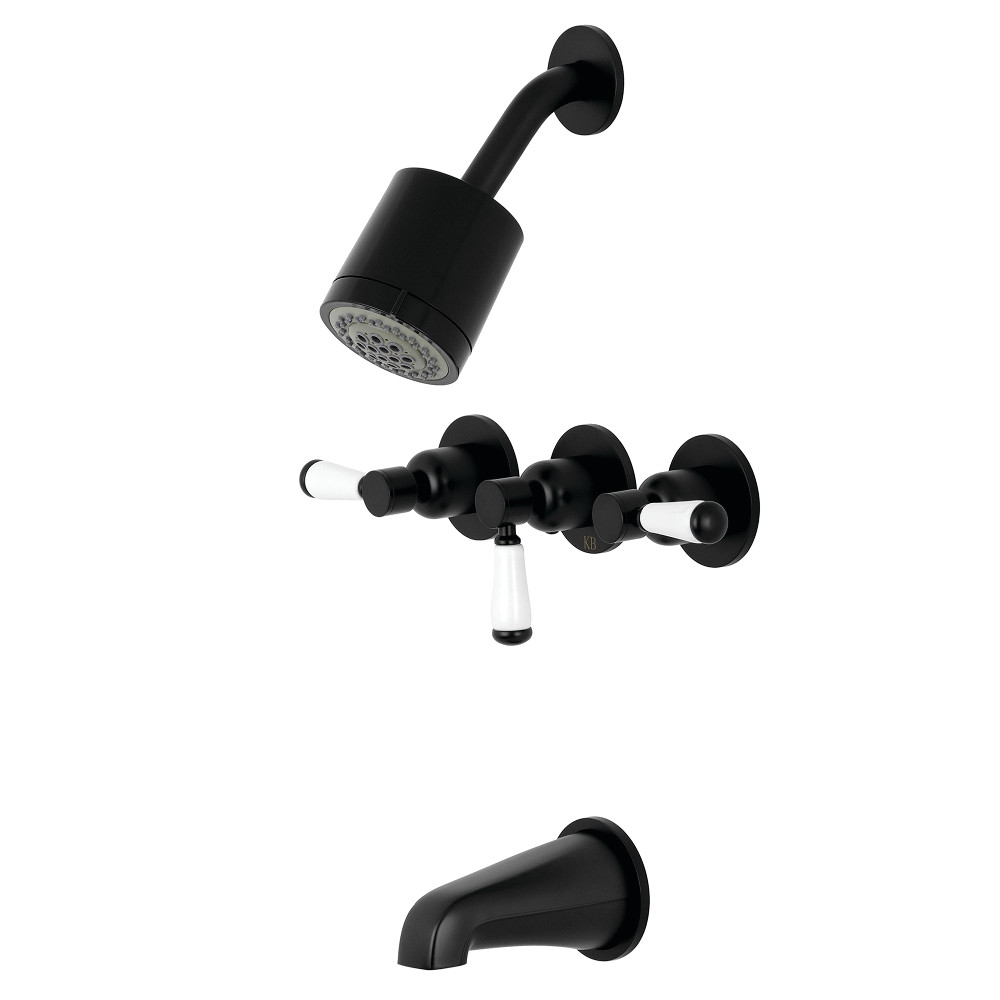 Paris Tub & Shower Faucet with 3 Handles, Matte Black