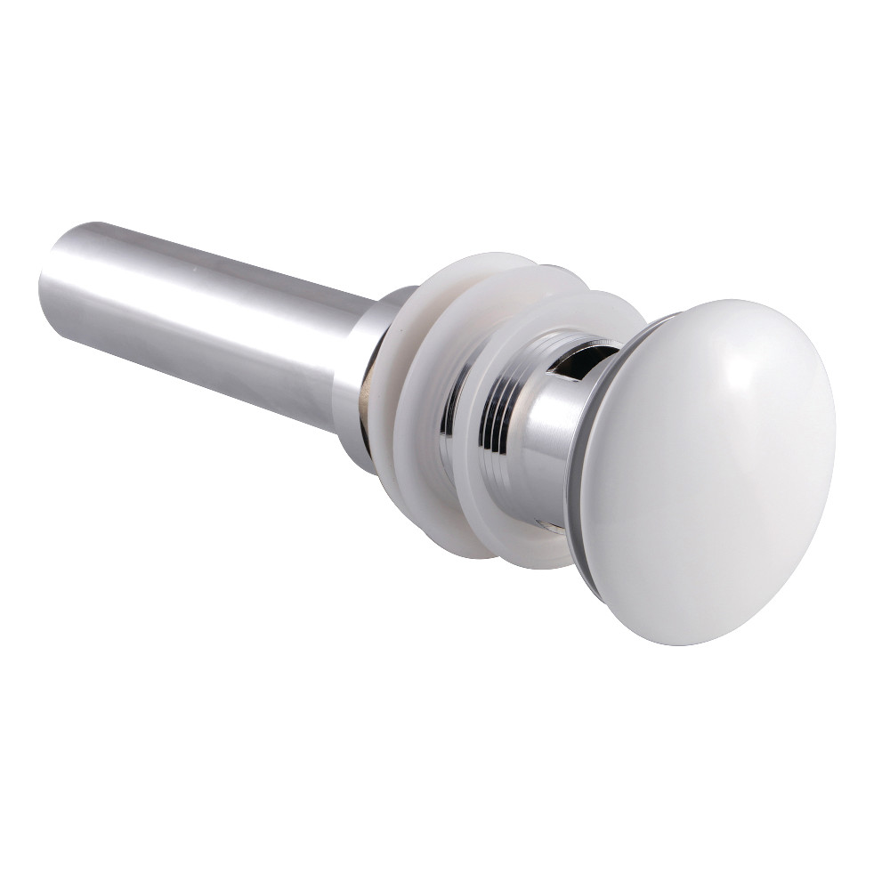 Fauceture 22 Gauge Push Pop-Up Drain with Overflow, Polished Chrome & White