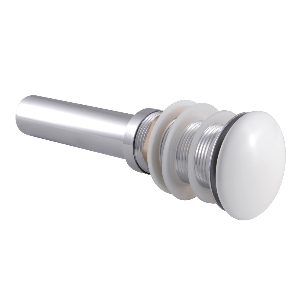 Fauceture 22 Gauge Push Pop-Up Drain without Overflow, Polished Chrome & White
