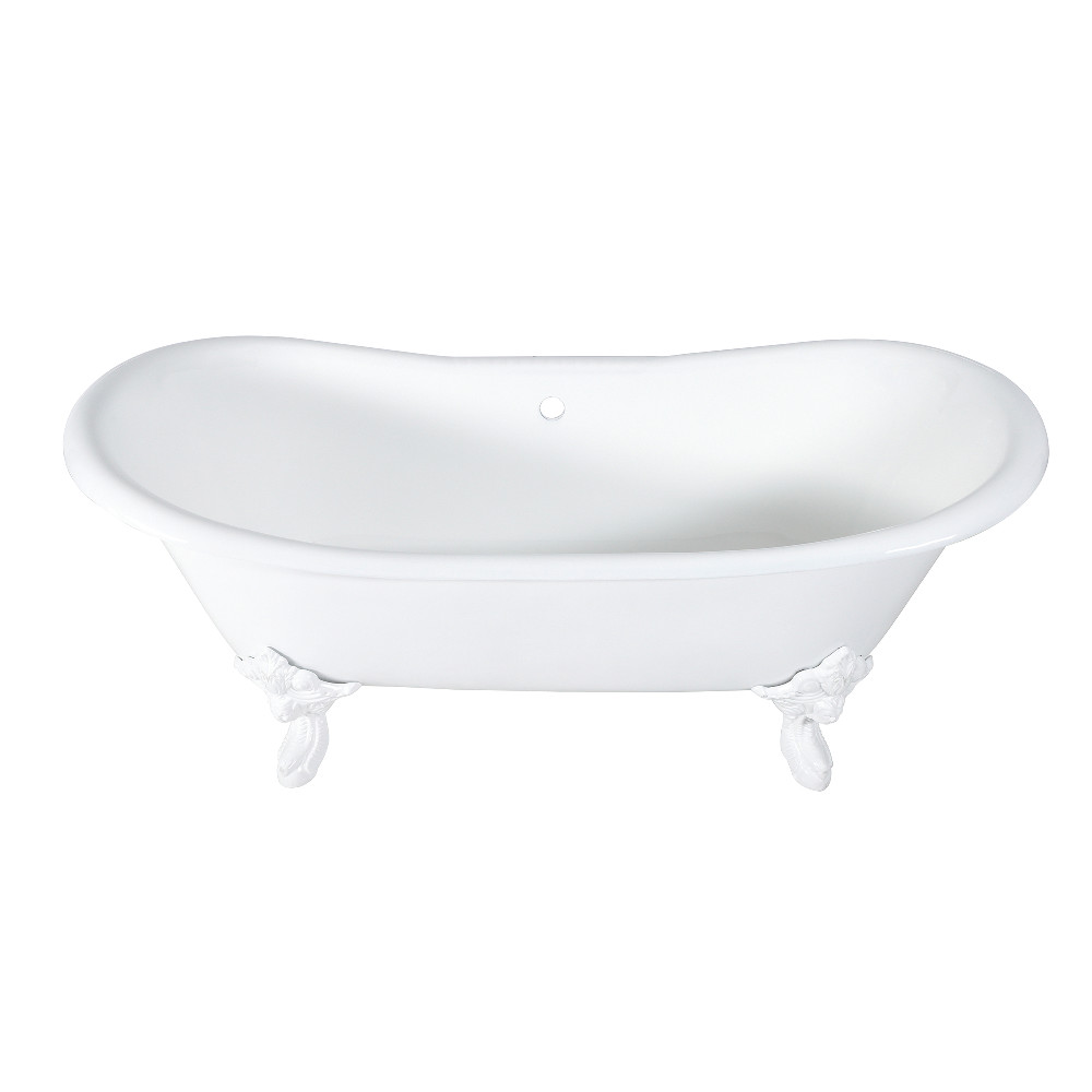 Picture of Aqua Eden VCTNDS7231NLW Aqua Eden Cast Iron Double Ended Clawfoot Tub with Feet No Drillings, White