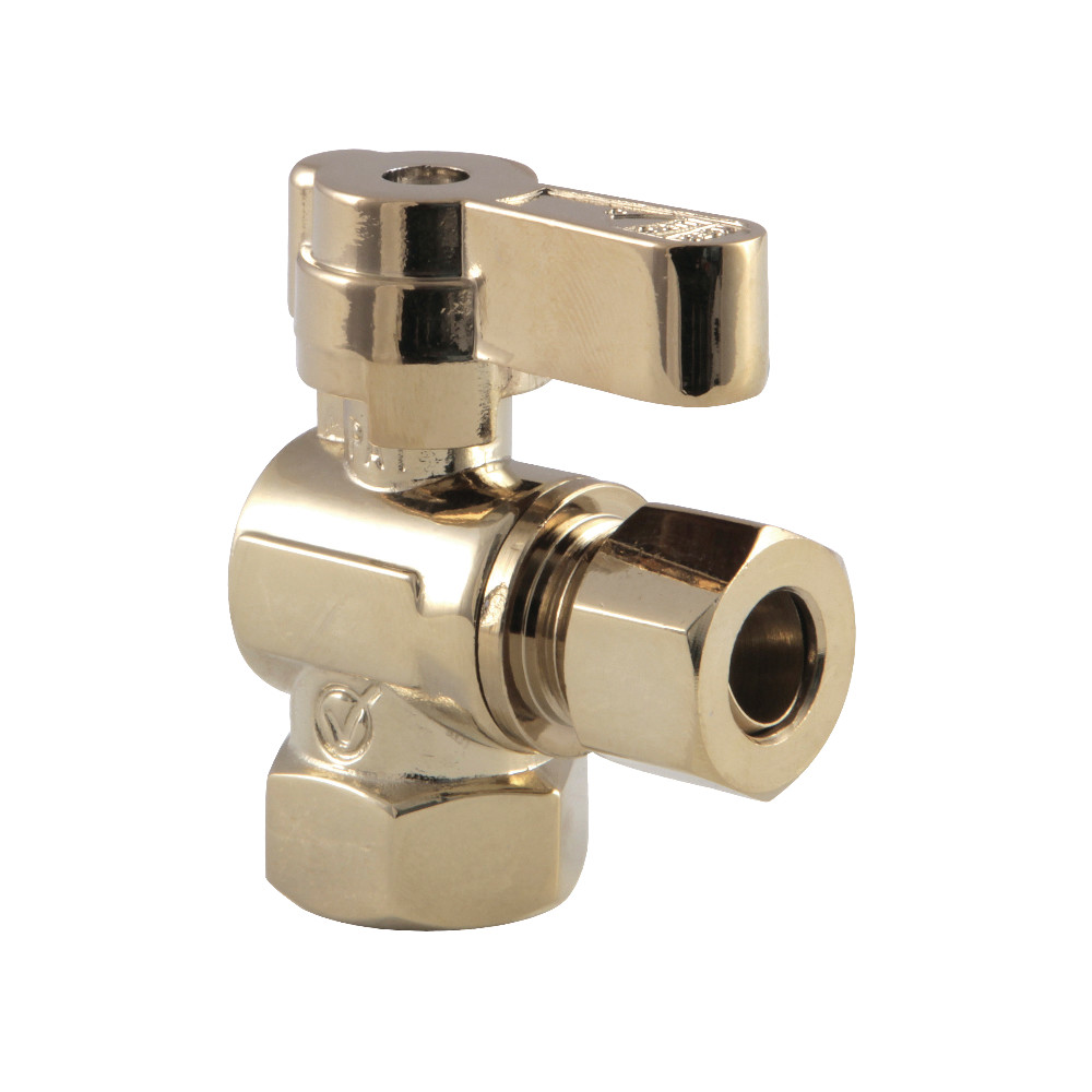 0.375 in. Fip x 0.375 in. OD Compression Angle Stop Valve with Lever Handle, Polished Brass
