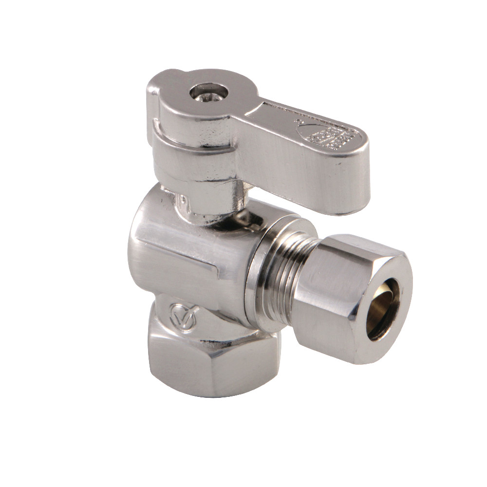 0.375 in. Fip x 0.375 in. OD Compression Angle Stop Valve with Lever Handle - Brushed Nickel