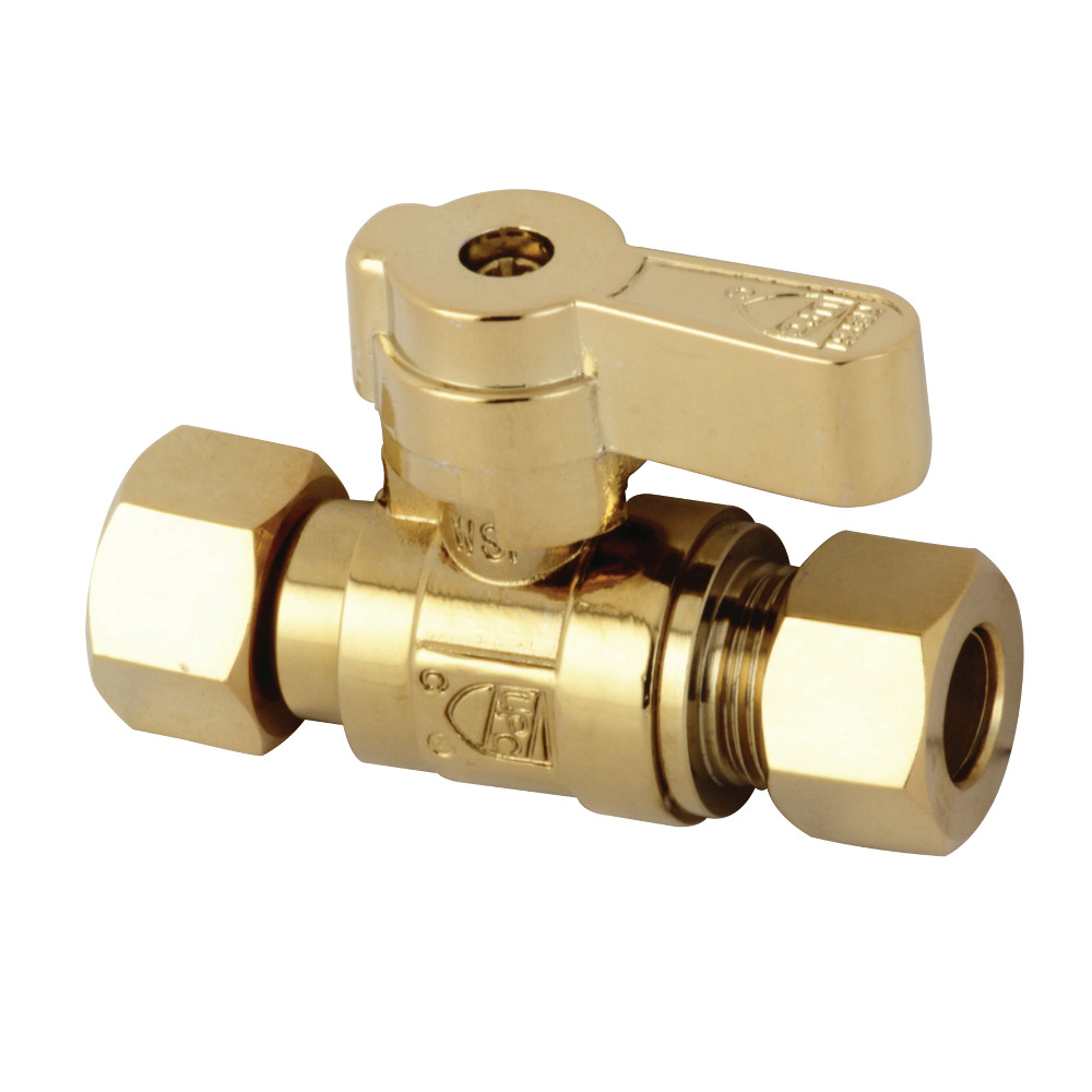 0.375 in. OD x 0.375 in. OD Compression Straight Stop Valve, Polished Brass