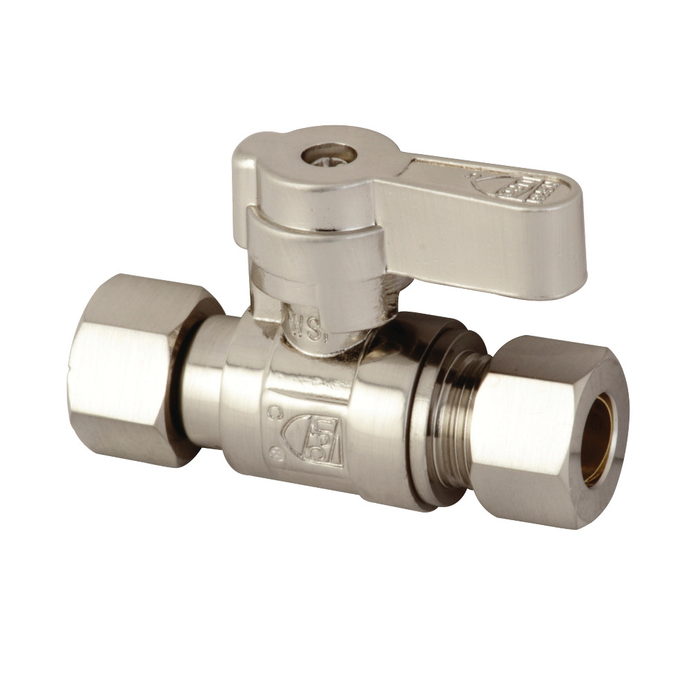 0.375 in. OD x 0.375 in. OD Compression Straight Stop Valve, Brushed Nickel