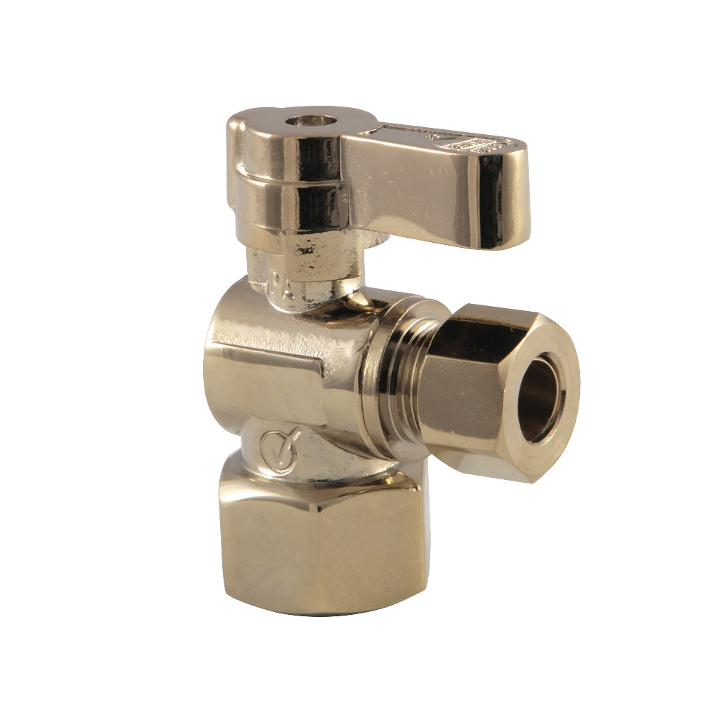 0.5 in. Fip x 0.375 in. OD Compression Angle Stop Valve, Polished Brass