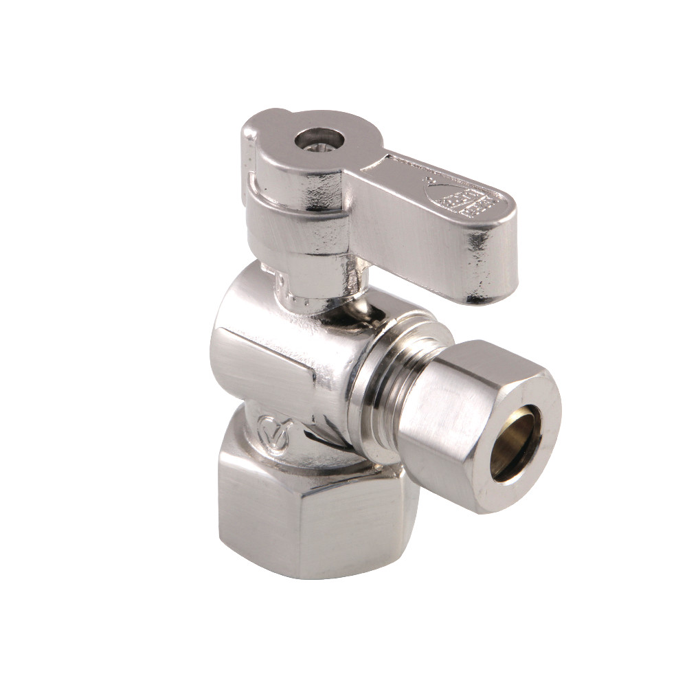 0.5 in. Fip x 0.375 in. OD Compression Angle Stop Valve, Brushed Nickel