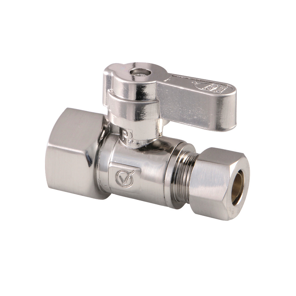 0.5 in. Fip x 0.375 in. OD Compression Straight Stop Valve, Brushed Nickel