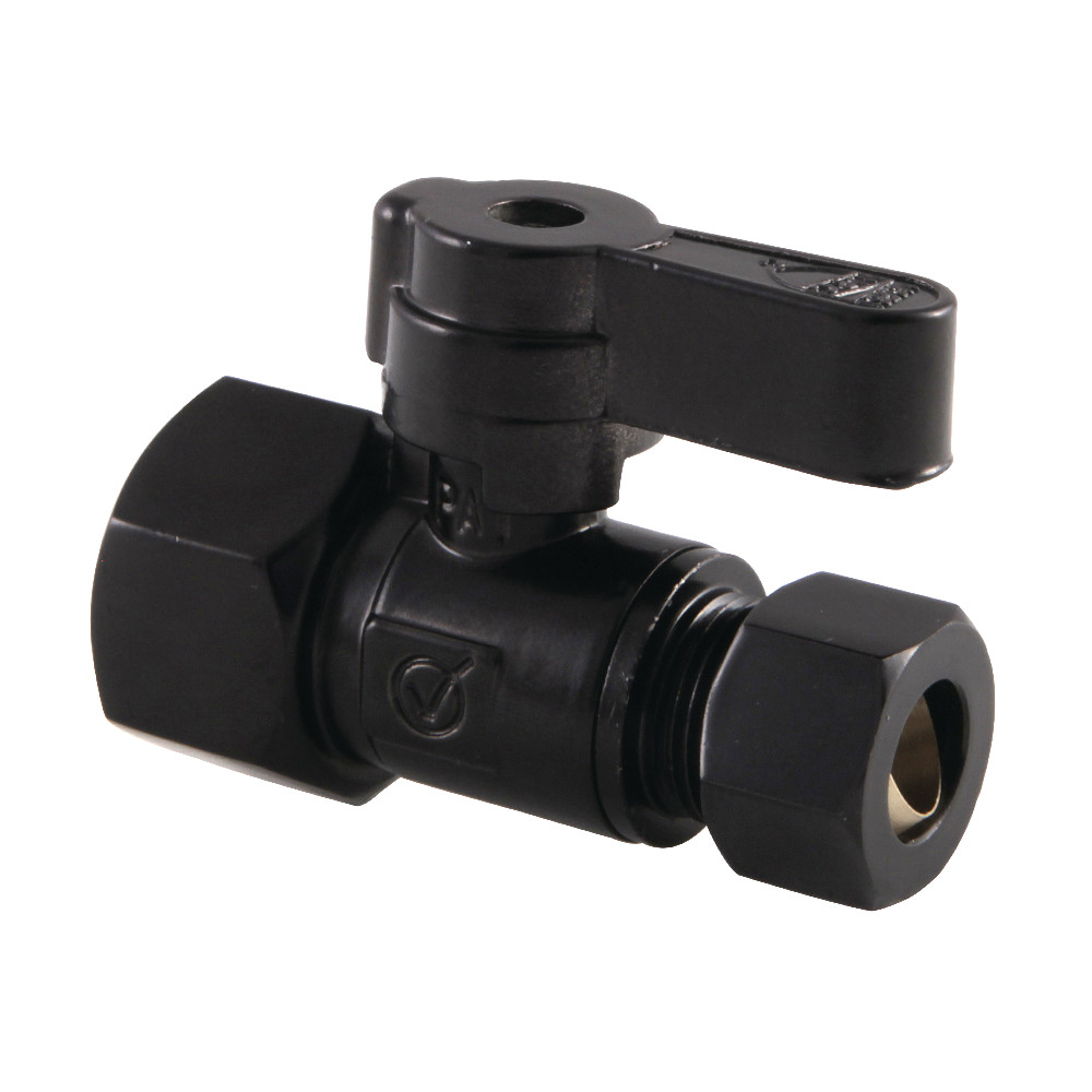 0.5 in. Fip x 0.375 in. OD Compression Straight Stop Valve, Matte Black