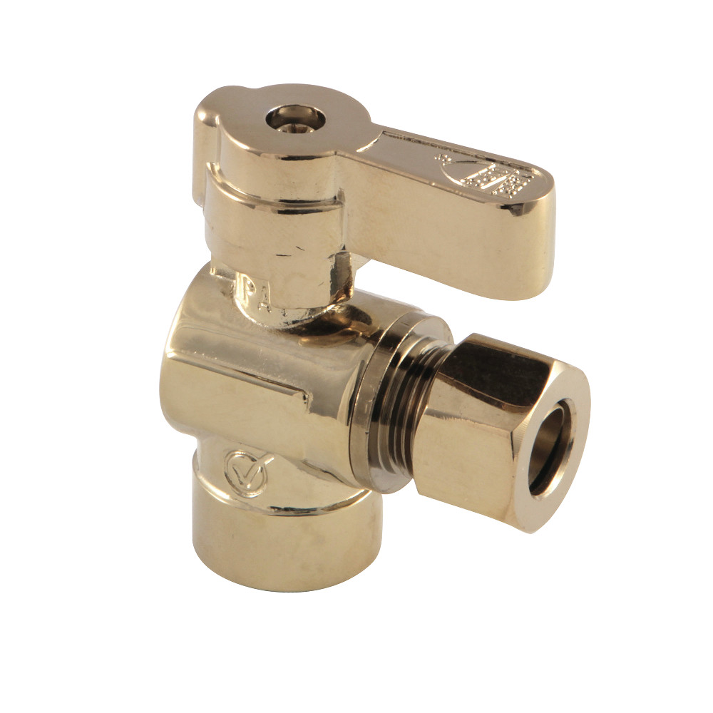 KF4320PB 0.5 in. Sweat x 0.375 in. OD Compression Angle Stop Valve, Polished Brass