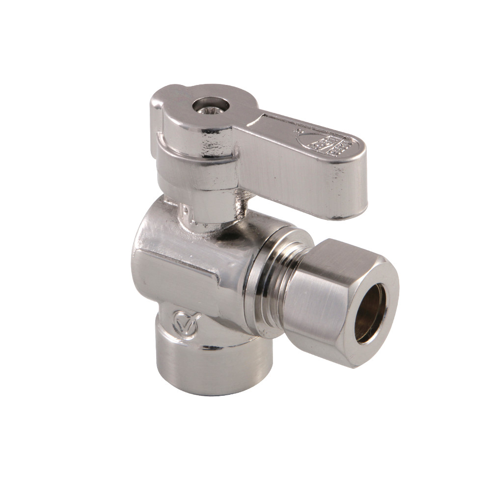 KF4320SN 0.5 in. Sweat x 0.375 in. OD Compression Angle Stop Valve, Brushed Nickel