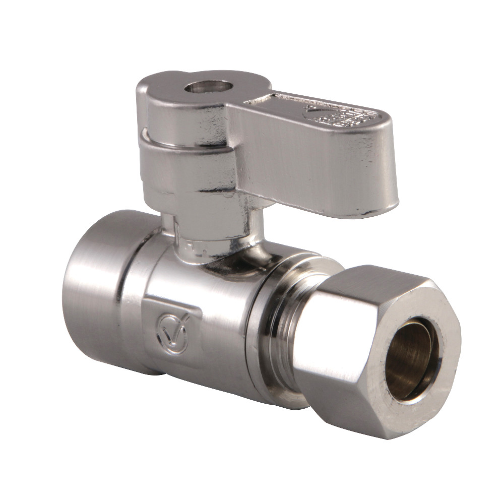 KF4325SN 0.5 in. Sweat x 0.375 in. OD Compression Straight Stop Valve, Brushed Nickel
