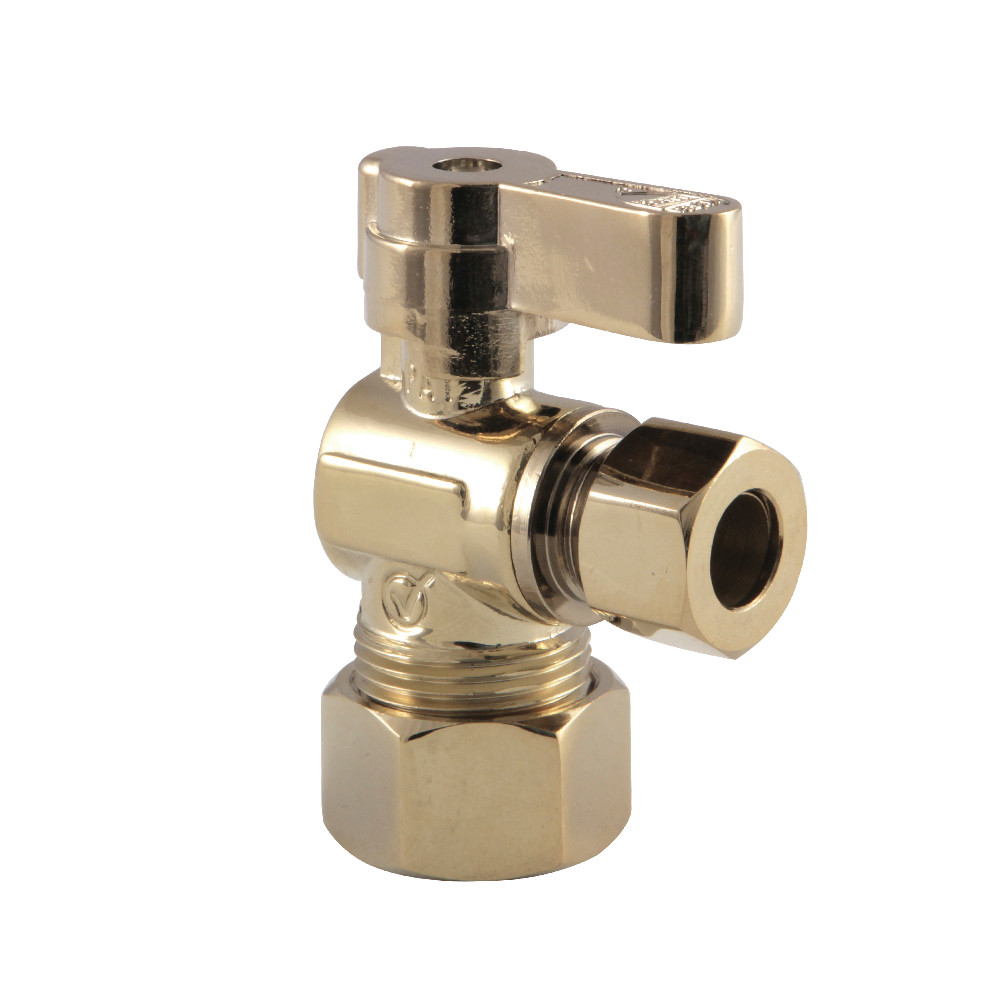 0.62 in. OD Compression x 0.37 in. OD Compression Angle Stop Valve, Polished Brass