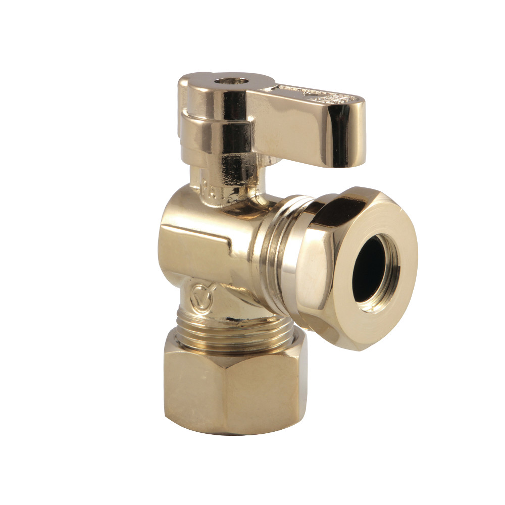 0.62 in. OD Compression x 0.5 in. & 0.43 in. OD Slip Joint Angle Stop Valve, Polished Brass