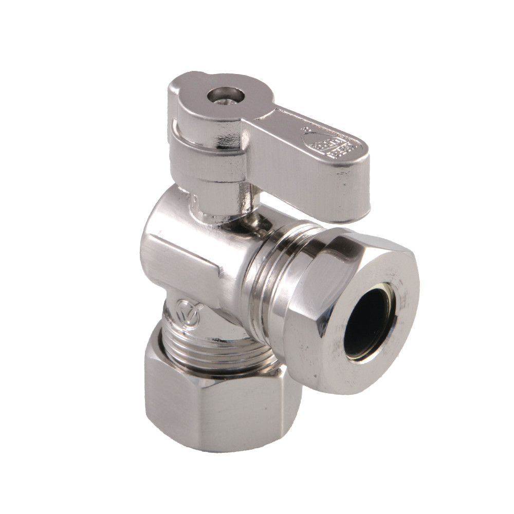 KF5430SN 0.62 in. OD Compression x 0.5 in. & 0.43 in. OD Slip Joint Angle Stop Valve, Brushed Nickel