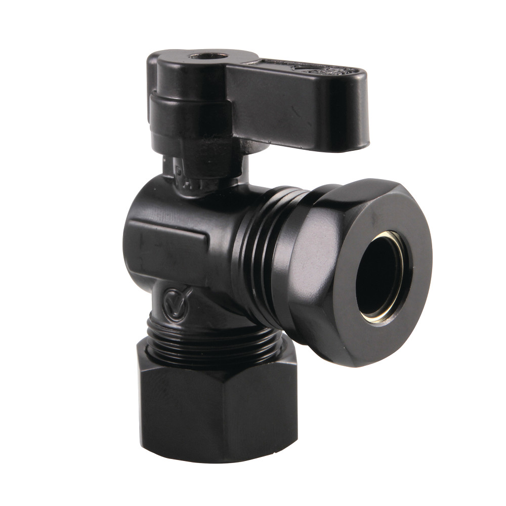 0.62 in. OD Compression x 0.5 in. & 0.43 in. OD Slip Joint Angle Stop Valve, Matte Black