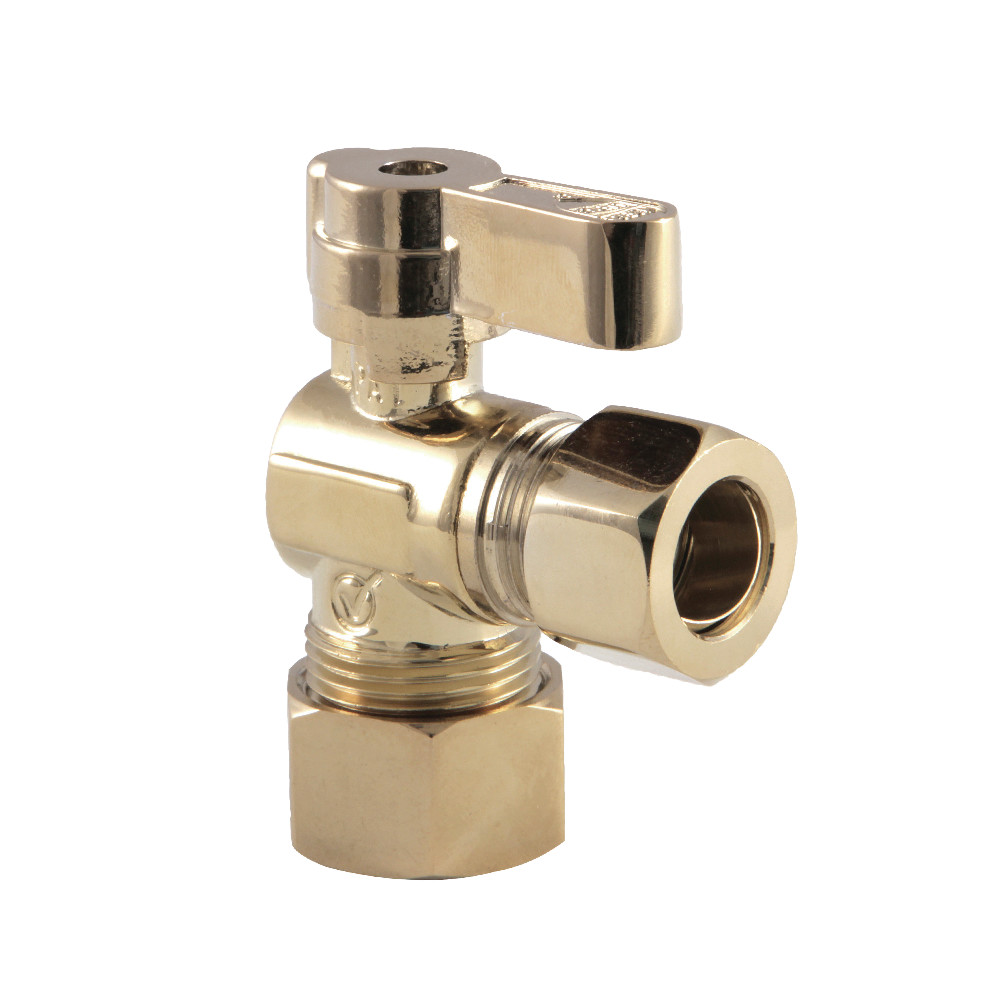 KF5440PB 0.62 in. OD x 0.5 in. OD Compression Angle Stop Valve, Polished Brass